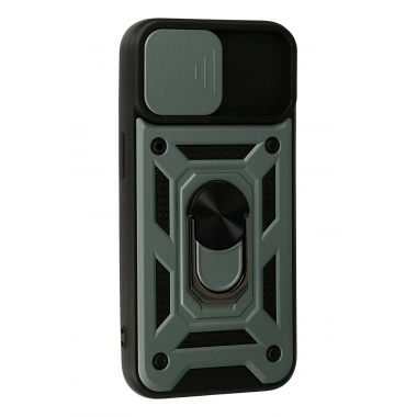 Mey İthalat®  iPhone 15 Kılıf Pars Lens Yüzüklü Silikon - Yeşil