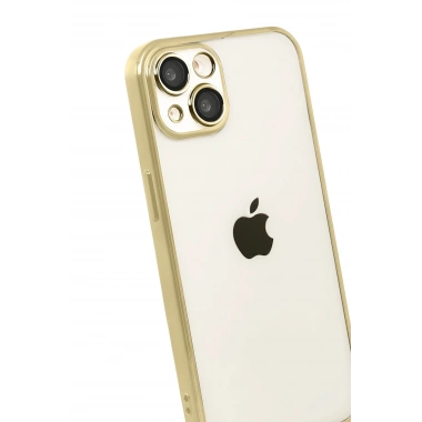 Mey İthalat®   iPhone 15  Lensli Silikon - Gold