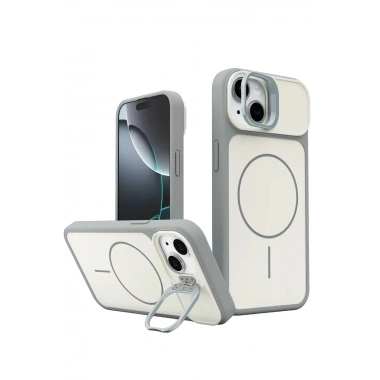 Mey İthalat®   iPhone 15 Pale Magsafe Standlı Kapak - Beyaz