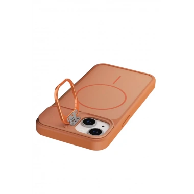 Mey İthalat®   iPhone 15 Pale Magsafe Standlı Kapak - Turuncu
