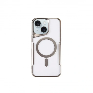 Mey İthalat®  iPhone 15 Plus Kılıf Boyi Magsafe Silikon Kapak - Gümüş