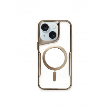 Mey İthalat®  iPhone 15 Plus Kılıf Boyi Magsafe Silikon Kapak - Kahverengi