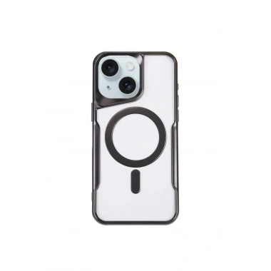 Mey İthalat®  iPhone 15 Plus Kılıf Boyi Magsafe Silikon Kapak - Siyah