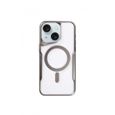 Mey İthalat®  iPhone 15 Plus Kılıf Boyi Magsafe Silikon Kapak - Titan Gri