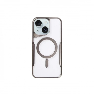 Mey İthalat®  iPhone 15 Plus Kılıf Boyi Magsafe Silikon Kapak - Titan Gri