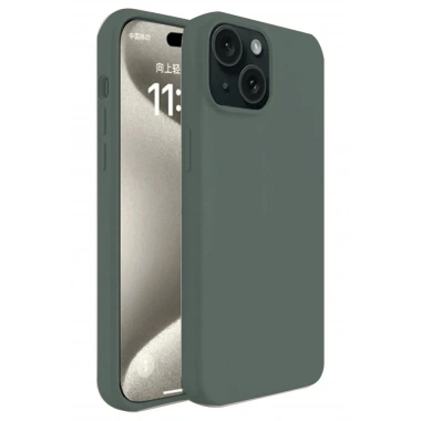 Mey İthalat®  iPhone 15 Plus Kılıf First Silikon - Koyu Yeşil