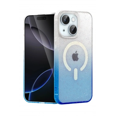 Mey İthalat®   iPhone 15 Plus Pummel Shiny Magsafe Kapak - Mavi