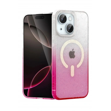 Mey İthalat®   iPhone 15 Plus Pummel Shiny Magsafe Kapak - Pembe