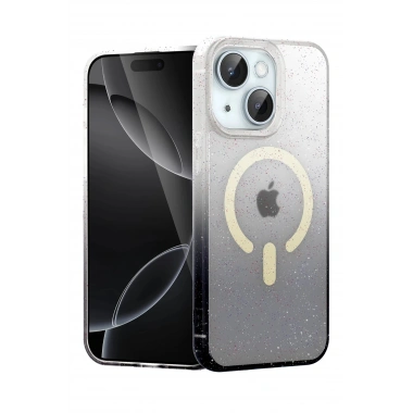 Mey İthalat®   iPhone 15 Plus Pummel Shiny Magsafe Kapak - Siyah
