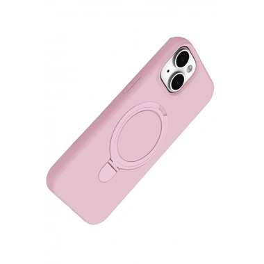 Mey İthalat®   iPhone 15 Plus Regal Magsafe Standlı Kapak - Açık Pembe