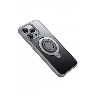 Mey İthalat®  iPhone 15 Pro Avatar 360 Dönen Magsafe Kapak - Titan Gri