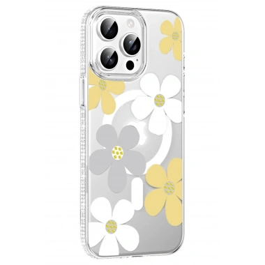 Mey İthalat®   iPhone 15 Pro Floral Magsafe Kapak - Sarı