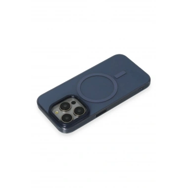 Mey İthalat® iPhone 15 Pro Kılıf Anka PC Magneticsafe Sert Metal Kapak - Lacivert