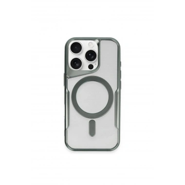 Mey İthalat®  iPhone 15 Pro Kılıf Boyi Magsafe Silikon Kapak - Yeşil