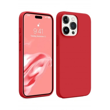Mey İthalat®  iPhone 15 Pro Kılıf First Silikon - Kırmızı