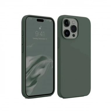 Mey İthalat®  iPhone 15 Pro Kılıf First Silikon - Koyu Yeşil