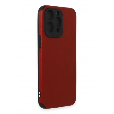 Mey İthalat®  iPhone 15 Pro Kılıf Loop Deri Silikon - Kırmızı