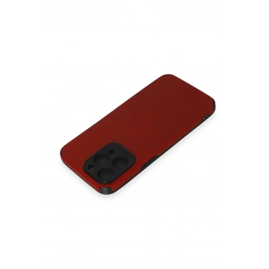 Mey İthalat®  iPhone 15 Pro Kılıf Loop Deri Silikon - Kırmızı