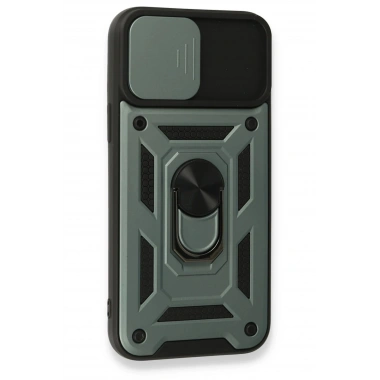 Mey İthalat®  iPhone 15 Pro Kılıf Pars Lens Yüzüklü Silikon - Yeşil