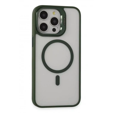Mey İthalat® iPhone 15 Pro Kılıf Roblox Lens Magsafe Standlı Kapak - Koyu Yeşil