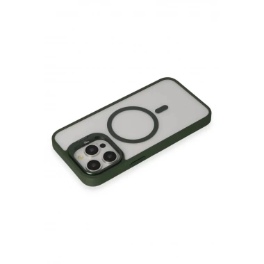 Mey İthalat® iPhone 15 Pro Kılıf Roblox Lens Magsafe Standlı Kapak - Koyu Yeşil