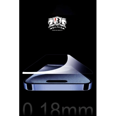 Mey İthalat®  iPhone 15 Pro Max Bilvis 0.18mm Plus Cam Ekran Koruyucu