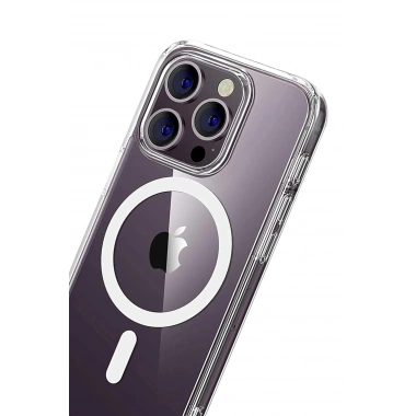 Mey İthalat®   iPhone 15 Pro Max Combo Sert Şeffaf Magsafe Kapak - Şeffaf