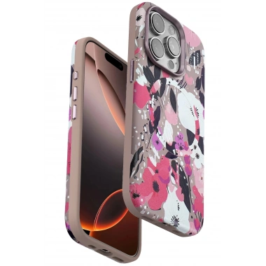 Mey İthalat®  iPhone 15 Pro Max Flower Series Magsafe Kapak - Pembe