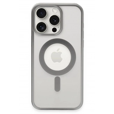 Mey İthalat® iPhone 15 Pro Max Kılıf Erozi Magsafe Kapak - Gümüş