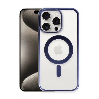 Mey İthalat® iPhone 15 Pro Max Kılıf Erozi Magsafe Kapak - Lacivert