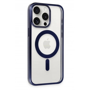 Mey İthalat® iPhone 15 Pro Max Kılıf Erozi Magsafe Kapak - Lacivert