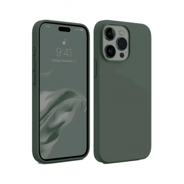 Mey İthalat®  iPhone 15 Pro Max Kılıf First Silikon - Koyu Yeşil