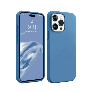 Mey İthalat®  iPhone 15 Pro Max Kılıf First Silikon - Mavi