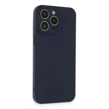 Mey İthalat®  iPhone 15 Pro Max Kılıf Nano içi Kadife Silikon - Lacivert