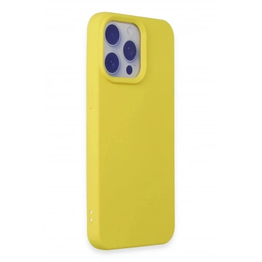 Mey İthalat®  iPhone 15 Pro Max Kılıf Nano içi Kadife Silikon - Sarı