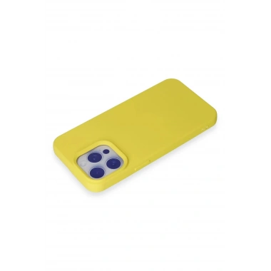Mey İthalat®  iPhone 15 Pro Max Kılıf Nano içi Kadife Silikon - Sarı