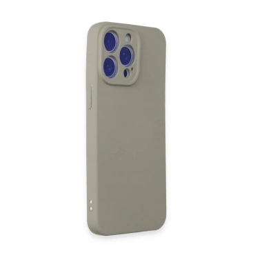 Mey İthalat®  iPhone 15 Pro Max Kılıf Nano içi Kadife Silikon - Titan Gri