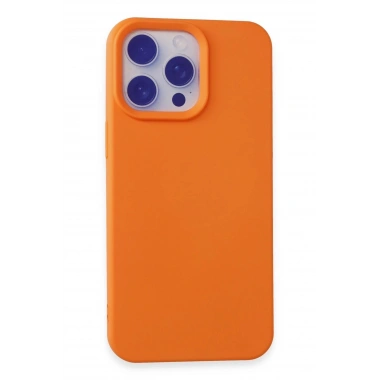 Mey İthalat®  iPhone 15 Pro Max Kılıf Nano içi Kadife Silikon - Turuncu