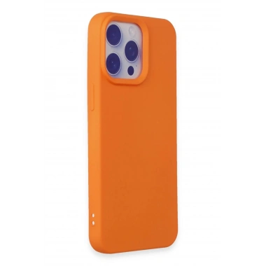 Mey İthalat®  iPhone 15 Pro Max Kılıf Nano içi Kadife Silikon - Turuncu