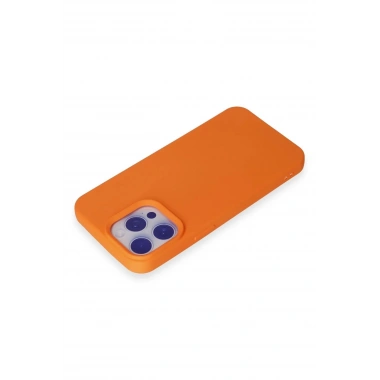 Mey İthalat®  iPhone 15 Pro Max Kılıf Nano içi Kadife Silikon - Turuncu