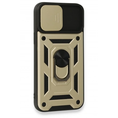 Mey İthalat®  iPhone 15 Pro Max Kılıf Pars Lens Yüzüklü Silikon - Gold