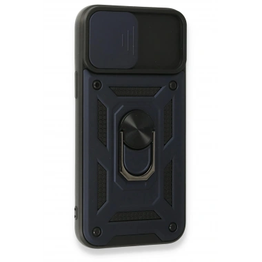 Mey İthalat®  iPhone 15 Pro Max Kılıf Pars Lens Yüzüklü Silikon - Lacivert