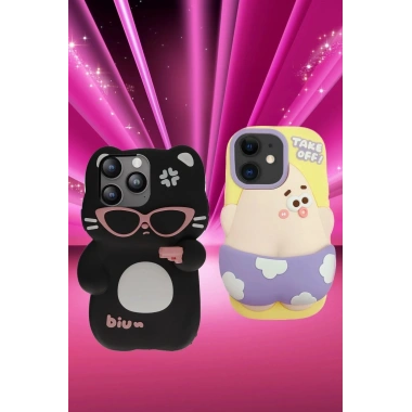 Mey İthalat®  iPhone 15 Pro Max Kılıf Poky Karakter Silikon Kapak - Desen 9