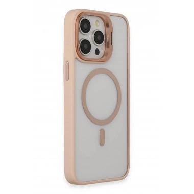 Mey İthalat®  iPhone 15 Pro Max Kılıf Roblox Lens Magsafe Standlı Kapak - Pudra