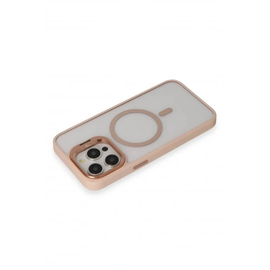 Mey İthalat®  iPhone 15 Pro Max Kılıf Roblox Lens Magsafe Standlı Kapak - Pudra