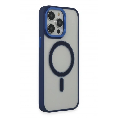 Mey İthalat®  iPhone 15 Pro Max Kılıf Room Magneticsafe Silikon - Lacivert