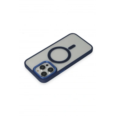 Mey İthalat®  iPhone 15 Pro Max Kılıf Room Magneticsafe Silikon - Lacivert