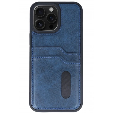 Mey İthalat® iPhone 15 Pro Max Kılıf Sara Kartvizitli Deri Kılıf - Lacivert