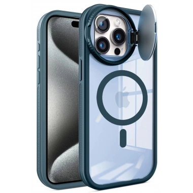 Mey İthalat® iPhone 15 Pro Max Kılıf Teleskop Lens Magsafe Silikon Kapak - Lacivert