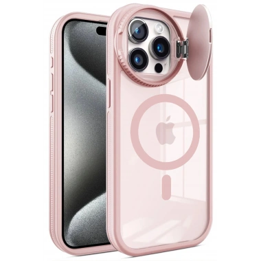 Mey İthalat® iPhone 15 Pro Max Kılıf Teleskop Lens Magsafe Silikon Kapak - Pembe
